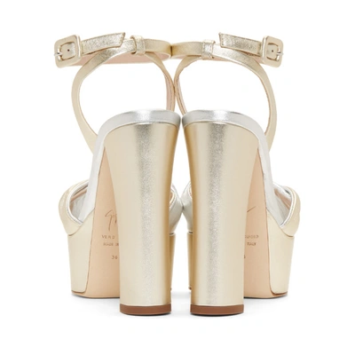 Shop Giuseppe Zanotti Gold & Silver Sahara Platform Sandals