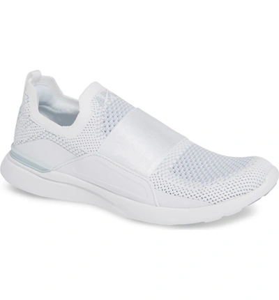 Shop Apl Athletic Propulsion Labs Techloom Bliss Knit Running Shoe In White/ Steel Grey
