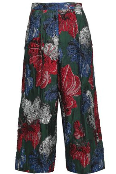 Shop Vionnet Brocade Culottes In Forest Green