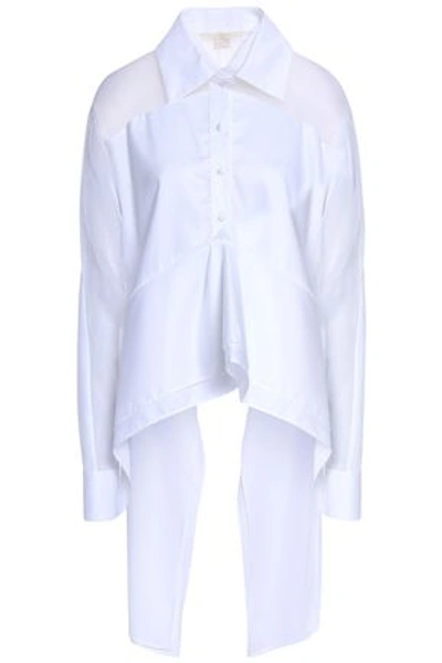 Shop Antonio Berardi Woman Organza-paneled Sateen Shirt White