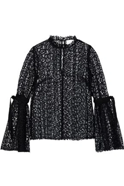 Shop Alice Mccall Woman Just Lust Bow-detailed Lace Blouse Black