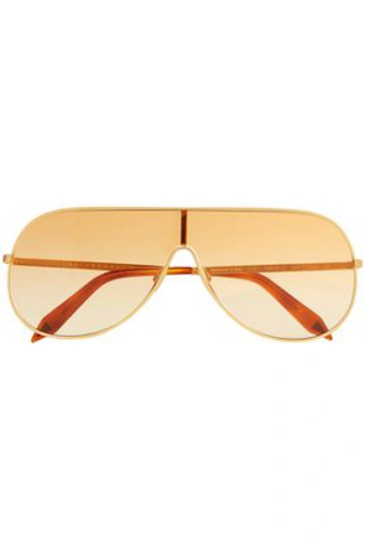 Shop Victoria Beckham Woman Aviator-style Gold-tone Tortoiseshell Sunglasses Gold