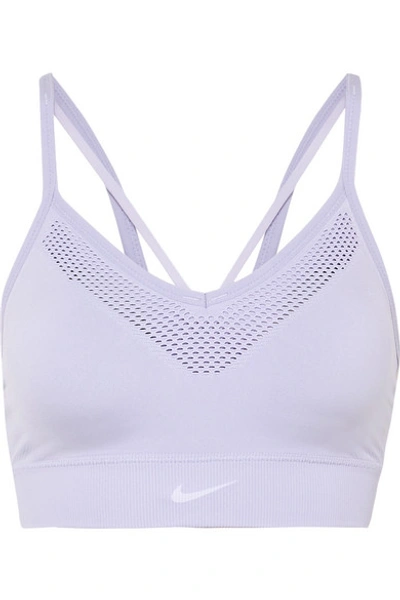 Shop Nike Seamless Dri-fit Sports Bra In Purple