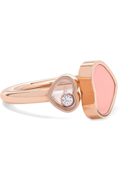 Shop Chopard Happy Hearts 18-karat Rose Gold, Diamond And Stone Ring