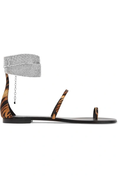 Shop Giuseppe Zanotti Nuvorock Crystal-embellished Leopard-print Satin Sandals In Leopard Print