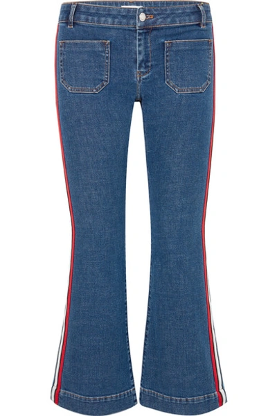 Shop Sonia Rykiel Cropped Striped Low-rise Flared Jeans In Blue