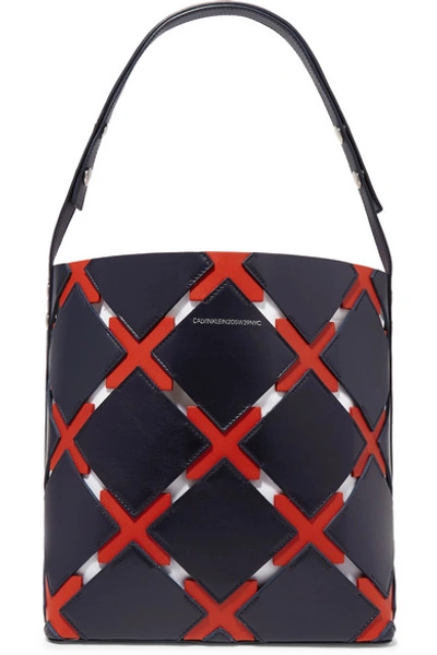 Shop Calvin Klein 205w39nyc Cassidy Quilt Cutout Leather Tote In Navy