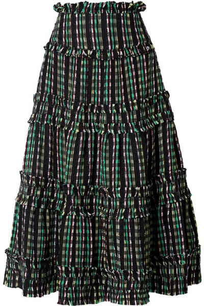 Shop Proenza Schouler Tiered Tweed Maxi Skirt In Black