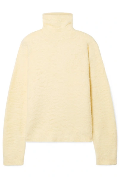 Shop Acne Studios Kristel Cotton-blend Turtleneck Sweater In Pastel Yellow