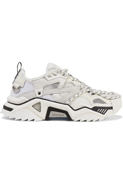 Shop Calvin Klein 205w39nyc Leather, Suede And Mesh Sneakers