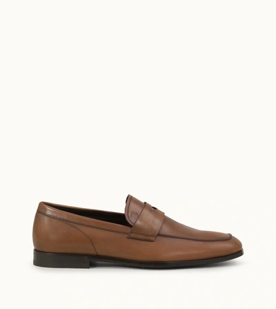 Shop Tod's Loafers In Leather In Brown