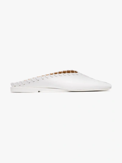 Shop Jil Sander White Square Toe Leather Loafers In 9050 White