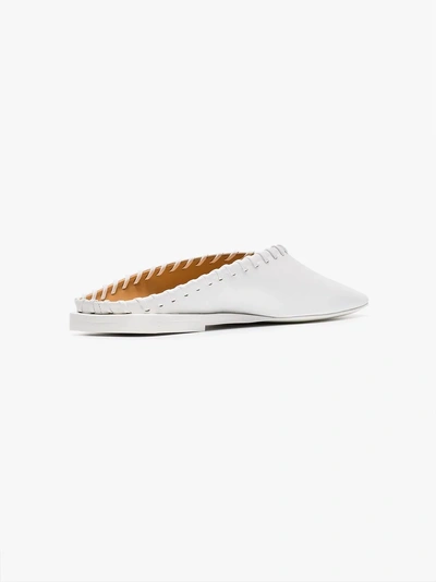 Shop Jil Sander White Square Toe Leather Loafers In 9050 White