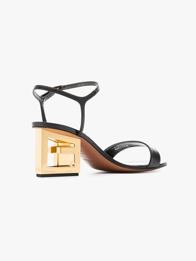 Shop Givenchy Black G Heel 60 Leather Sandals