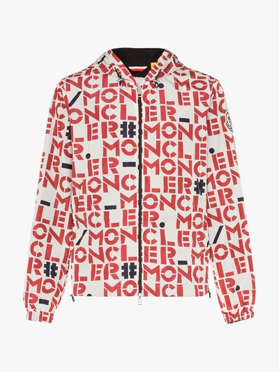 Shop Moncler Genius Logo Print Hooded Jacket In Red