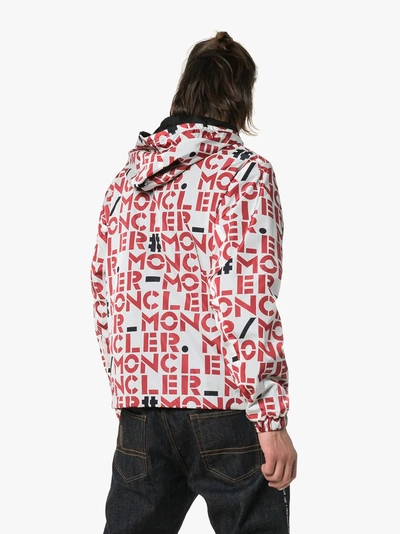 Shop Moncler Genius Logo Print Hooded Jacket In Red