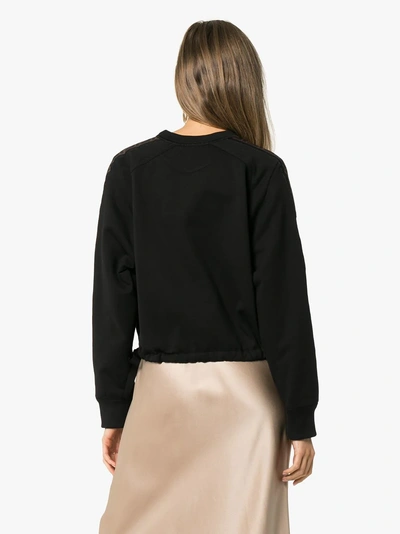 Shop Fendi Logo Sleeve Cotton Sweatshirt In F0gme Black