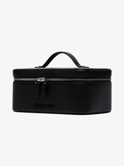 Shop Prada Black Logo Lettering Leather Beauty Case In F0ok000 Black