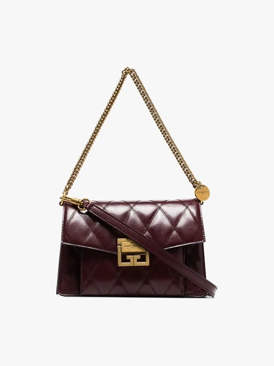 Shop Givenchy Burgundy Gv3 Quilted Leather Shoulder Bag In 542 Burgundy