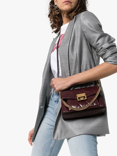 Shop Givenchy Burgundy Gv3 Quilted Leather Shoulder Bag In 542 Burgundy