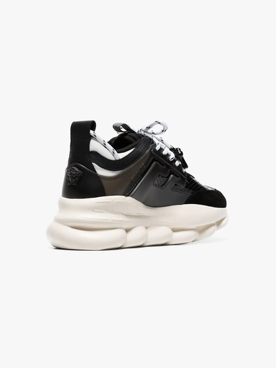 Shop Versace Black Chain Reaction Sneakers In Black/white