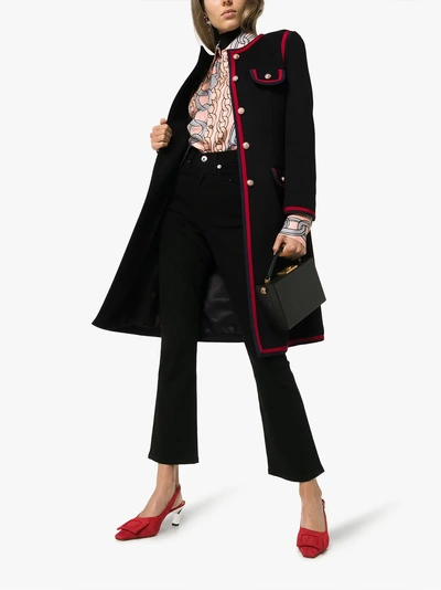 Shop Gucci Web Trim Single-breasted Coat In Black