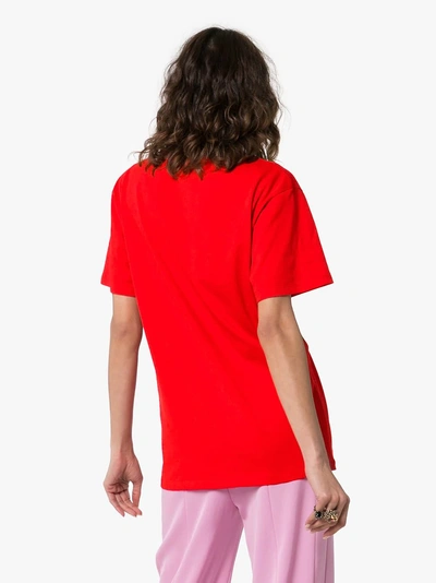 Shop Gucci Tiger Print Logo T-shirt In Red