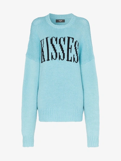 Shop Amiri 'kisses' Oversized-pullover In Blue