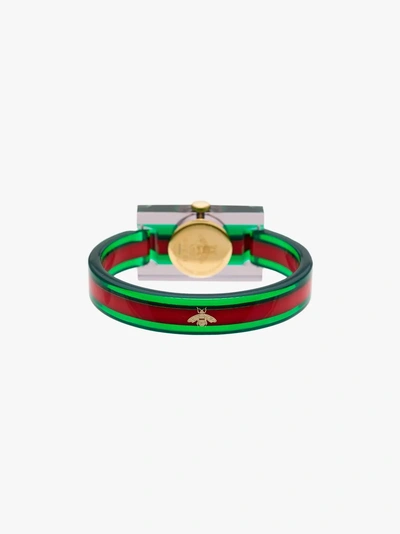 Shop Gucci Vintage Web Resin Watch In Green