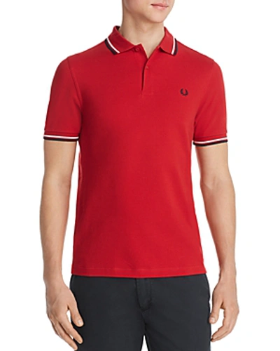 Shop Fred Perry Twin Tipped Slim Fit Polo In Winter Red