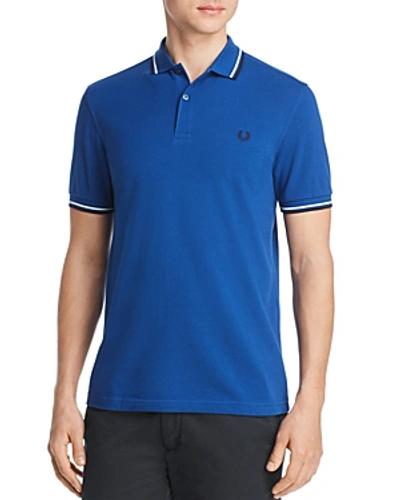 Shop Fred Perry Twin Tipped Slim Fit Polo In Royal Blue
