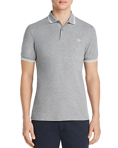 Shop Fred Perry Twin Tipped Slim Fit Polo In Steel
