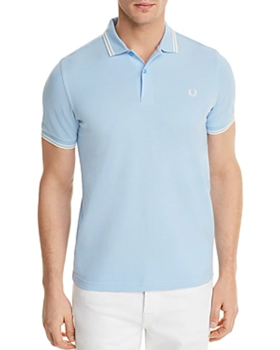 Shop Fred Perry Twin Tipped Slim Fit Polo In Sky Blue