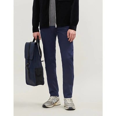 Shop Corneliani Logo-embroidered Regular-fit Straight Jeans In Navy