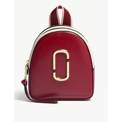 Shop Marc Jacobs Pack Shot Mini Leather Backpack In Red Multi
