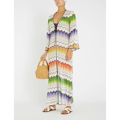 Shop Missoni Zigzag-patterned Stretch-knit Kaftan In Multi-coloured