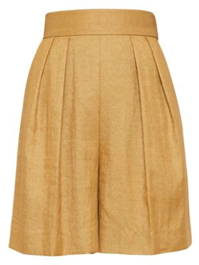 Shop Theory Women's High-waist Pleat-front Shorts In Hay Beige