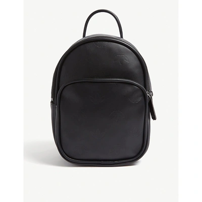 Adidas Originals Embossed Logo Mini Leather Backpack In Black | ModeSens