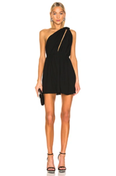 Shop Saint Laurent One Shoulder Mini Dress In Black