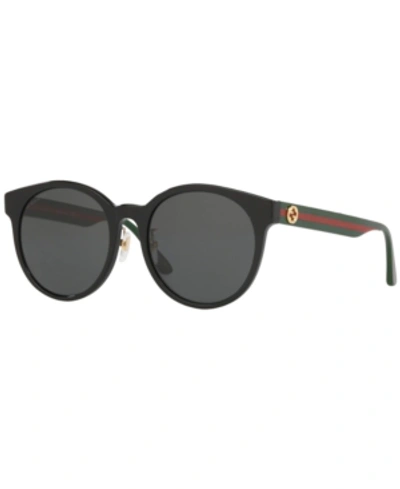 Shop Gucci Sunglasses, Gg0416sk 55 In Black Shiny / Grey