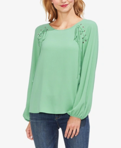 Shop Vince Camuto Lace-up Top In Green Bay