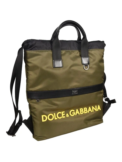 Shop Dolce & Gabbana Logo Backpack In Militare Giallo