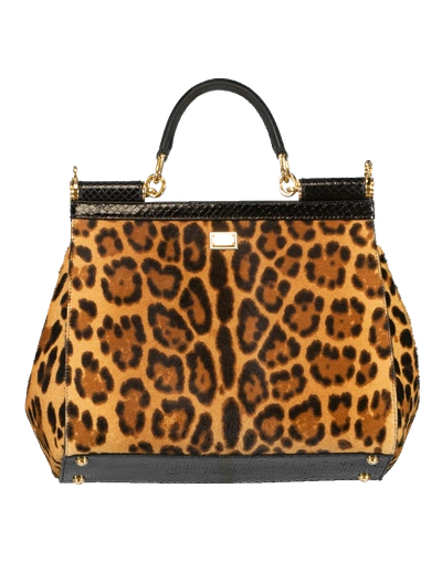 Shop Dolce & Gabbana Sicily Medium Top Handle Bag In Leopard