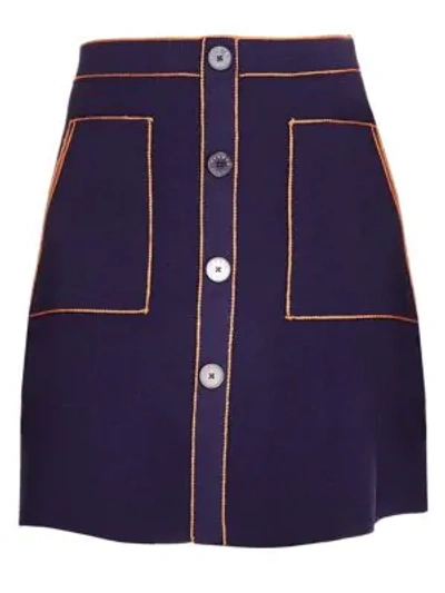 Shop Sandro Heloïse A-line Mini Skirt In Navy Blue