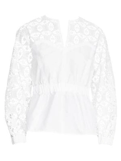 Shop Sandro Apolinaire Lace Peplum Top In White
