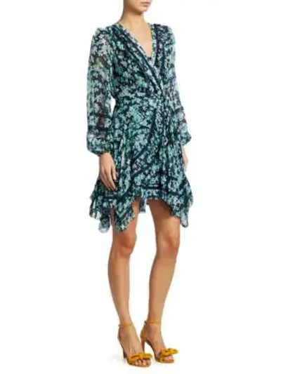 Shop Zimmermann Moncur Wrap Mini Dress In Meadow Floral