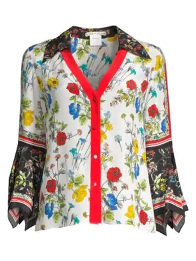 Shop Alice And Olivia Randa Floral Blouse In Scarf Print