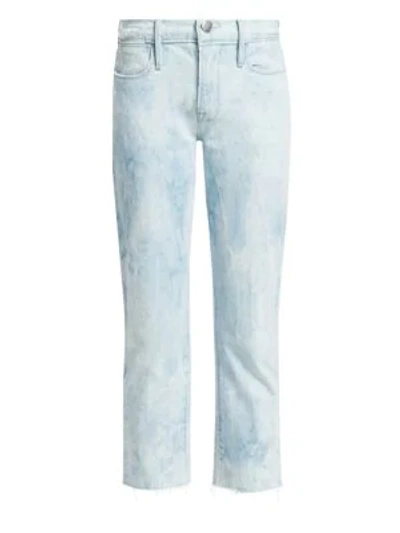 Shop Frame Le High Straight Raw Edge Jeans In Cloud