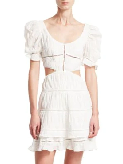 Shop Jonathan Simkhai Lace Combo Cut Out Mini A-line Dress In White