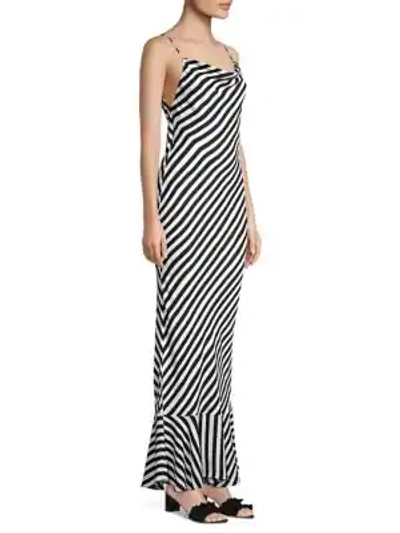 Shop Saloni Stella Striped Ruffle-hem Maxi Dress In Brushstroke Stripe